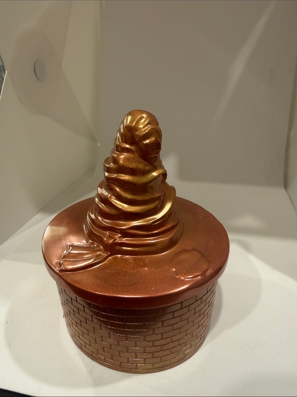 Decorative Resin Jar with Sculpted Swirl Lid - Metallic Copper